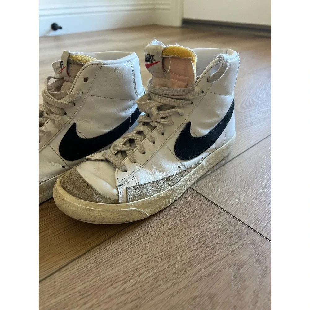 Nike Blazer Mid 77 Vintage White Black‎ Leather High Top Womens Shoes